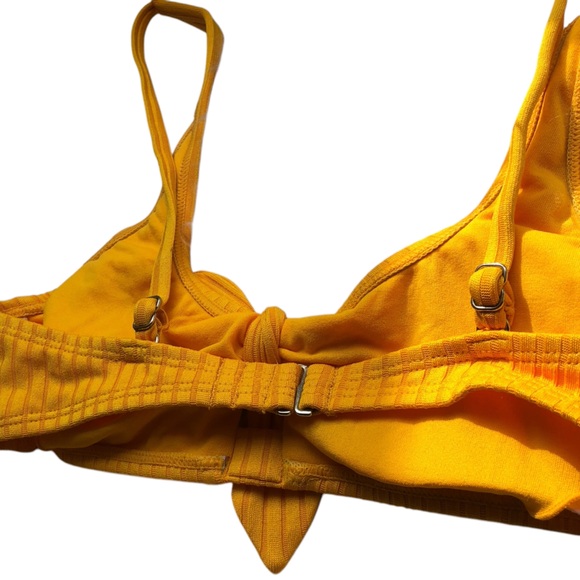 NWOT Xhilaration Golden Yellow 2 Piece Bikini Swimsuit Set w Rib Texture & Tie S - Picture 10 of 11